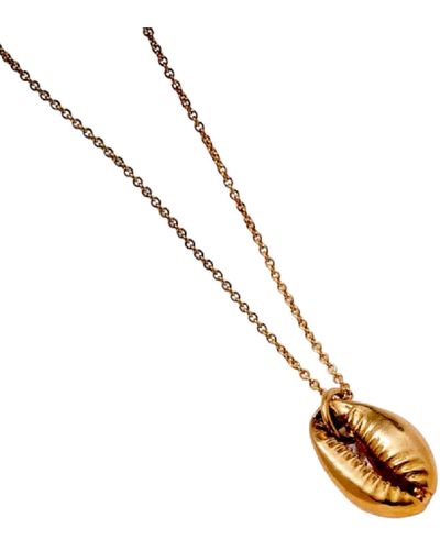 Posh Totty Designs Yellow Gold Plated Cowrie Shell Necklace - Metallic