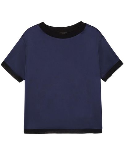 The Summer Edit Cloe Silk T-shirt - Blue