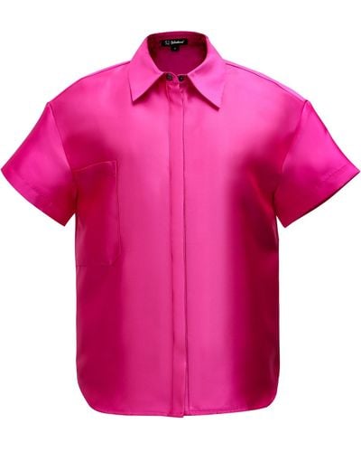 Smart and Joy Short Sleeve Shirt In Taffeta - Pink