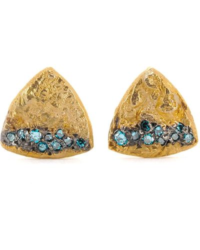 Ebru Jewelry Nature Triangle Gold Diamond Stud Earring-gold - Yellow