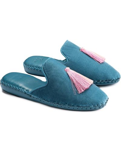 NOT JUST PAJAMA Classic Handmade Slippers - Blue