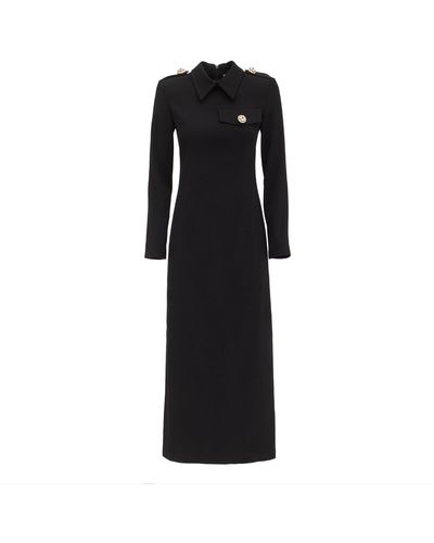 Julia Allert Fitted Long Sleeve Dress With Stand-up Collar - Black