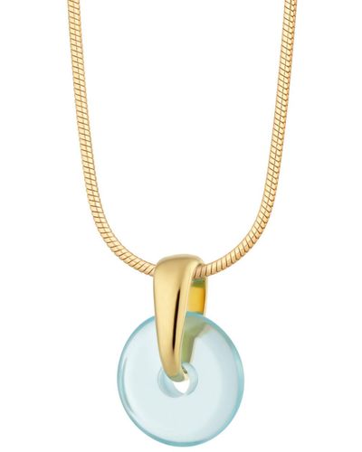 Lily Charmed Gold Plated Turquoise Spinning Disc Necklace - Blue