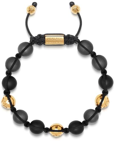 Nialaya Beaded Bracelet With Hematite, Matte Onyx, And Gold - Black