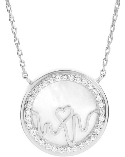 BLOOMTINE | Earth Angel HQ Loves Frequencytm Sterling & Mother Of Pearl Heartbeat Necklace - Metallic