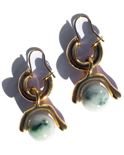 seree Cecile Jade Drop Earrings - Metallic