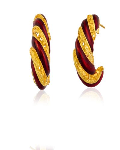 Milou Jewelry & Gold Hoop Earrings - Red