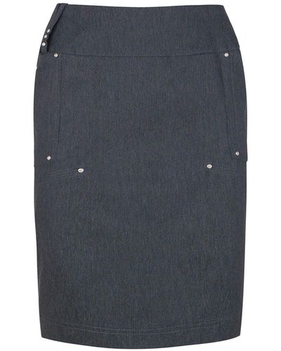 Conquista Dark Denim Style Pencil Skirt With Rhinestone Detail - Blue
