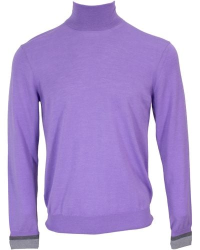 lords of harlech Ronald Merino Turtleneck Sweater In Lavender - Purple