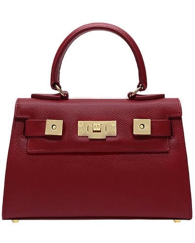 Lalage Beaumont Maya Mignon Dolomite Pebble Print Calf Leather Handbag - Red