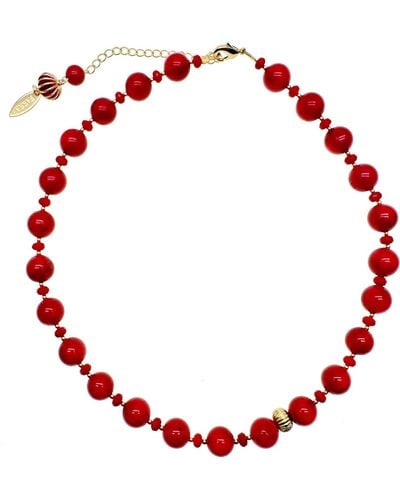 Farra Timeless Bamboo Coral Choker - Red