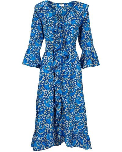 At Last Felicity Midi Dress Royal Swirl - Blue