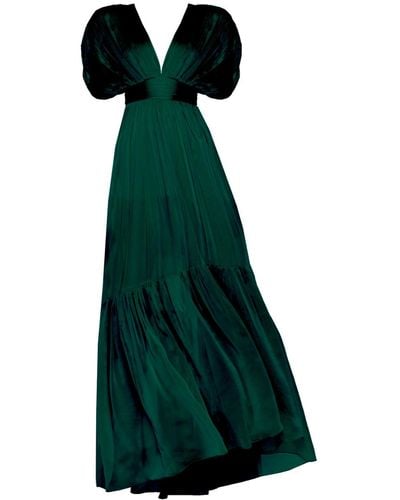Angelika Jozefczyk Lerena Chiffon Evening Gown Emerald - Green