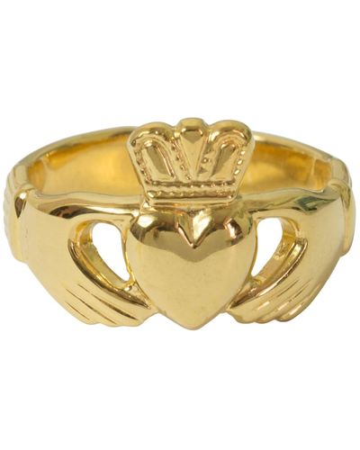Katie Mullally Claddagh Adjustable Ring Yellow Plated - Metallic