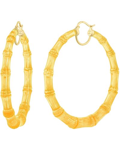 Gold & Honey Xl Bamboo Hoop Earrings In Honey - Metallic