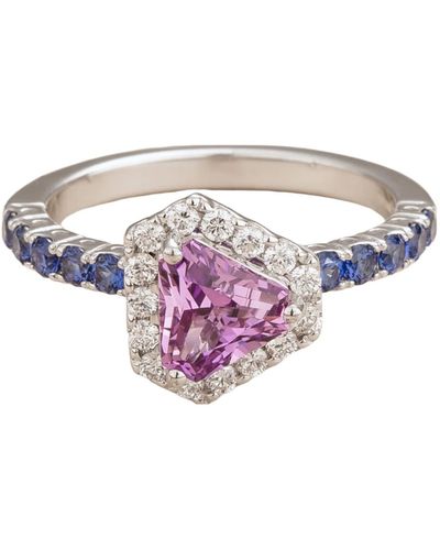 Juvetti Diana White Gold Ring Purple Sapphire Blue Sapphire Diamond - Multicolor