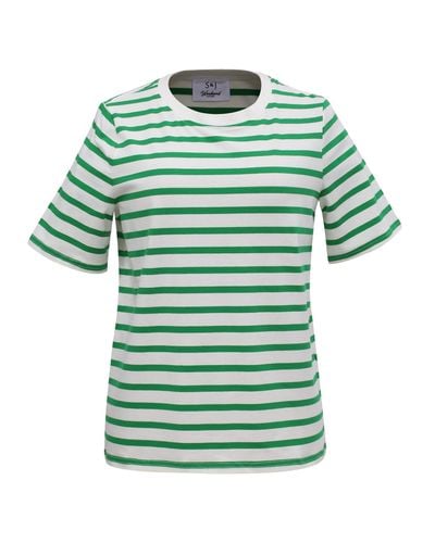 Smart and Joy Stripes Cotton T-shirt - Green