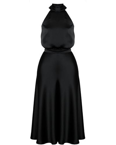 UNDRESS Noma Satin Midi Cocktail Dress - Black