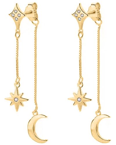 Luna Charles Karita Moon & Star Double Chain Earrings - Metallic