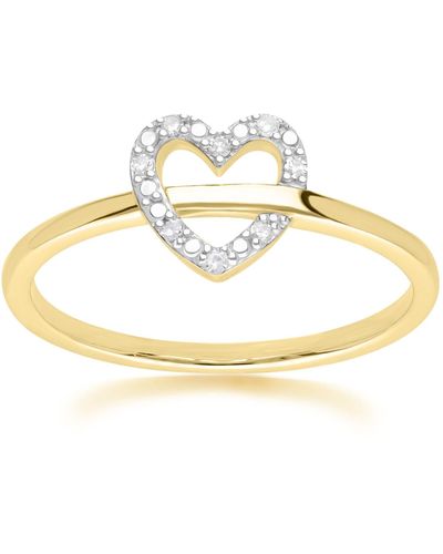Gemondo Diamond Heart Ring In Yellow - Metallic