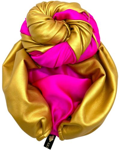 Julia Clancey Edith Pleather & Pink Silk Ritzy Reversible Turban