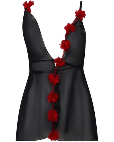 Belle -et-BonBon New Edition Fifi Valentines Cherry Petal Wrap Slip - Black