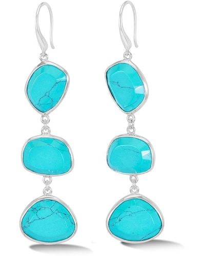 Dower & Hall Long Turquoise Pebble Drop Earrings In - Blue