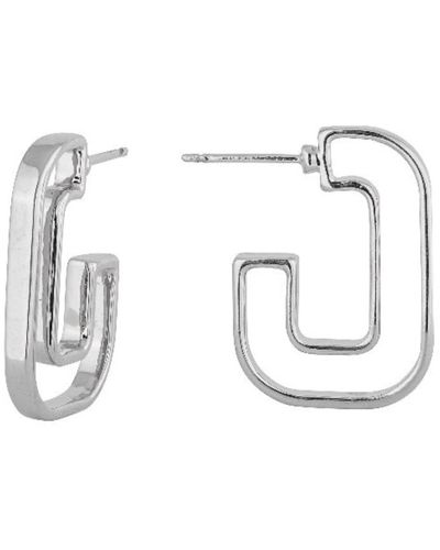 Bermuda Watch Company Annie Apple Ana Ovate Sterling Hollow Hoop Earrings - Metallic