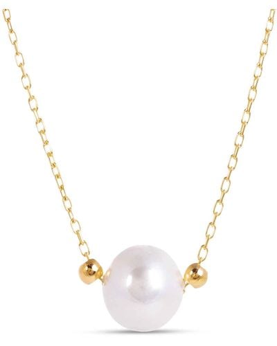 Amadeus Laura Gold Chain Necklace With White Pearl - Metallic