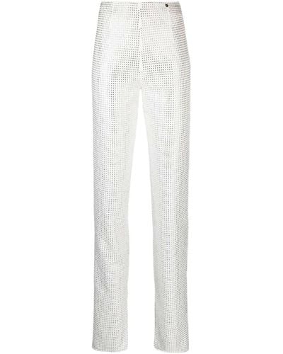 Nissa Crystal Embellished Trousers - White