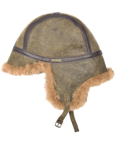 Owen Barry Sheepskin Trapper Hat Antique - Natural