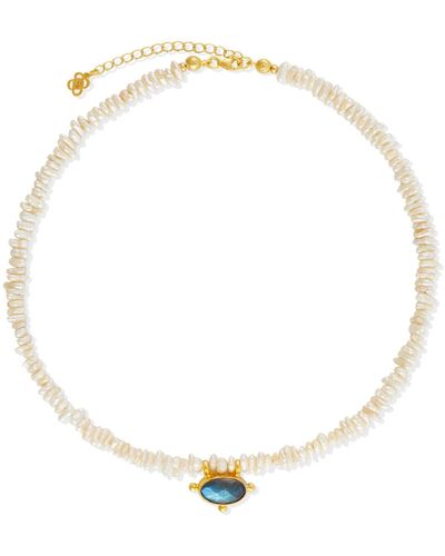 Ottoman Hands Sorel Pearl And Labradorite Beaded Necklace - Metallic