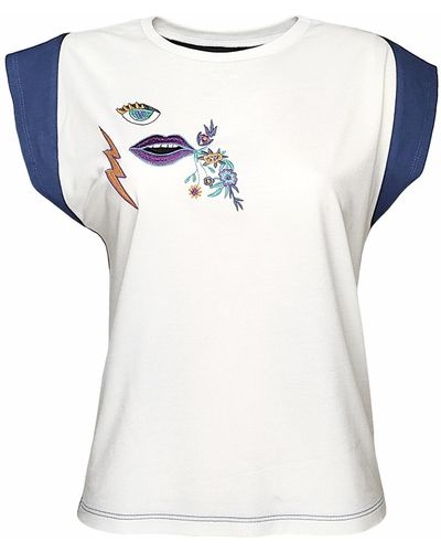 Lalipop Design Embroidered Motif Cotton T-shirt - White