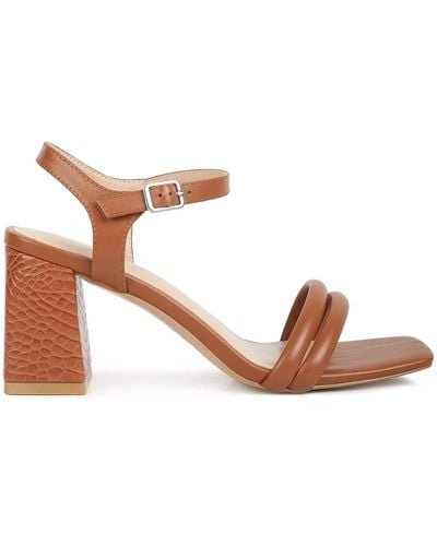Rag & Co Edyta Ankle Strap Block Heel Sandals In Tan - Pink
