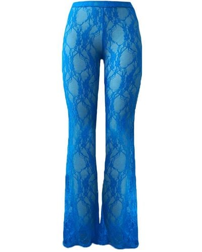 Elsie & Fred Pammy Lee Azure Low Rise Lace Bootcut Trouser Trousers - Blue