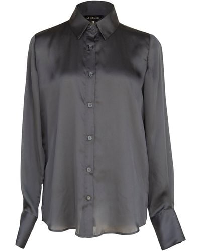 Le Réussi Elegance Silk Shirt In - Gray