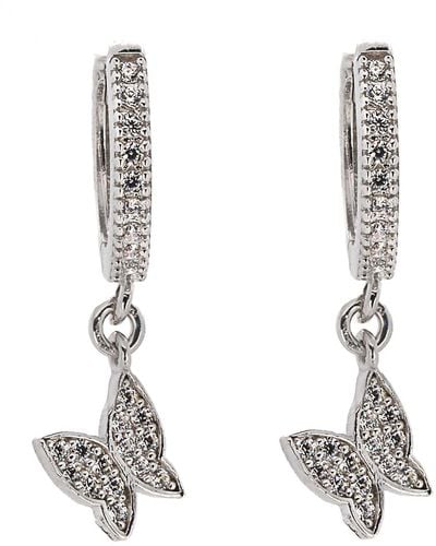 Ebru Jewelry Sterling Sparkly Butterfly Earrings - White