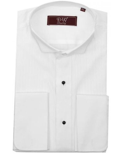 DAVID WEJ Wing Collar Double Cuff Dress Shirt – - White