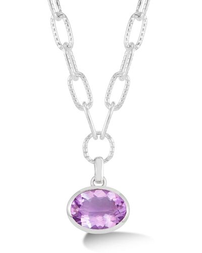 Dower & Hall Large Oval Amethyst Array Pendant - White