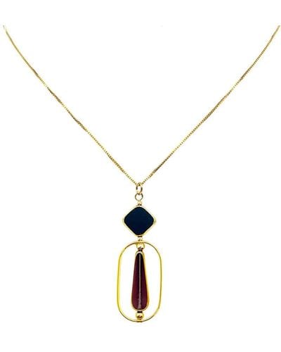 Aracheli Studio Black And Burgundy Art Deco Necklace - Metallic