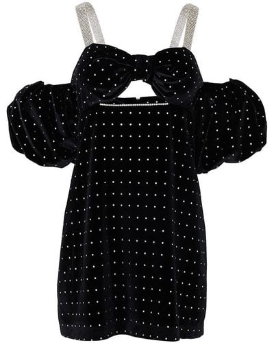 Nocturne Beaded Velvet Mini Dress - Black