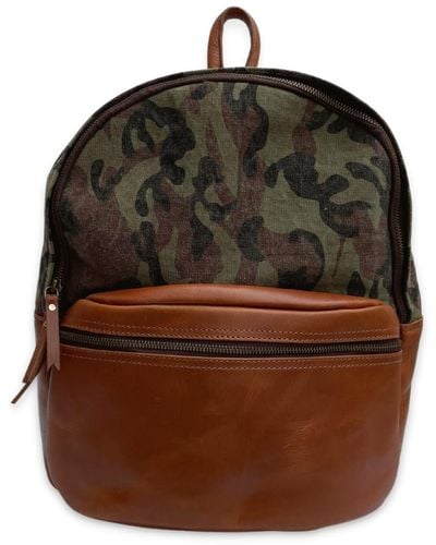 VIDA VIDA Camo & Leather Backpack -green Camo - Brown