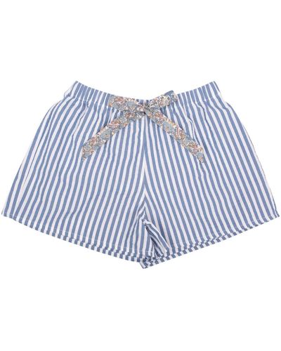 LE COLONEL Blue Stripes Seersucker Pyjama Shorts