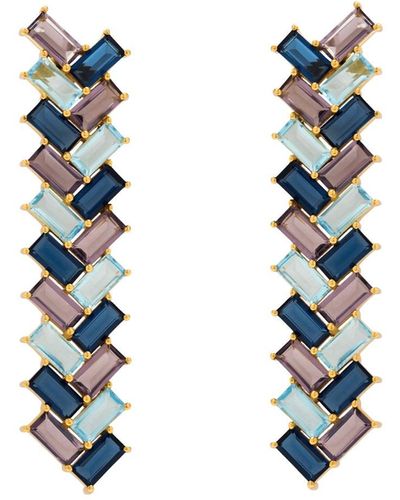 Lavani Jewels Aquamarine & Purple Metropolis Pendant Earrings - Blue