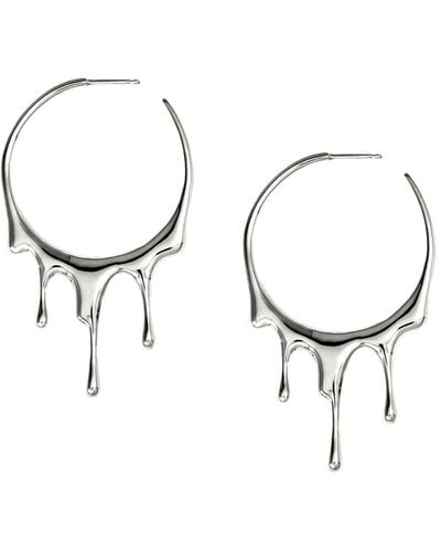MARIE JUNE Jewelry Dripping Circular M-2 Sterling Hoop Earrings - Metallic