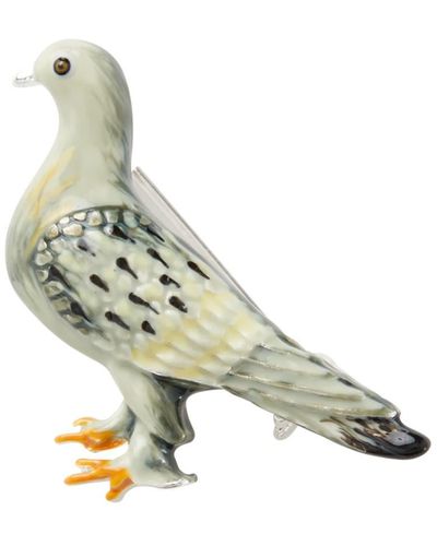 Fable England Fable Enamel Pigeon Brooch - Metallic