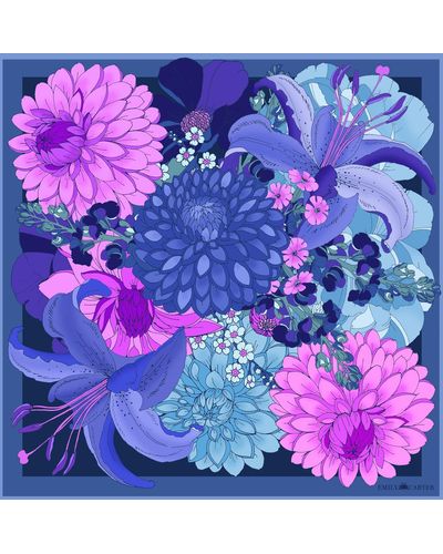Emily Carter The Dahlia Bouquet Silk Scarf - Purple