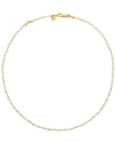 Bonjouk Studio Aarin Delicate Pearl Silver Necklace - Metallic