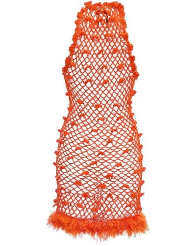 Andreeva Malva Orange Handmade Crochet Dress - Red