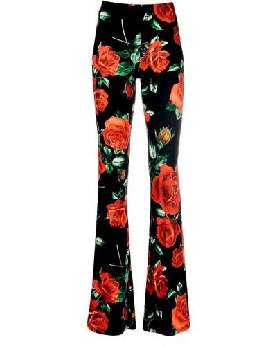 Nissa Printed High Rise Pants - Red